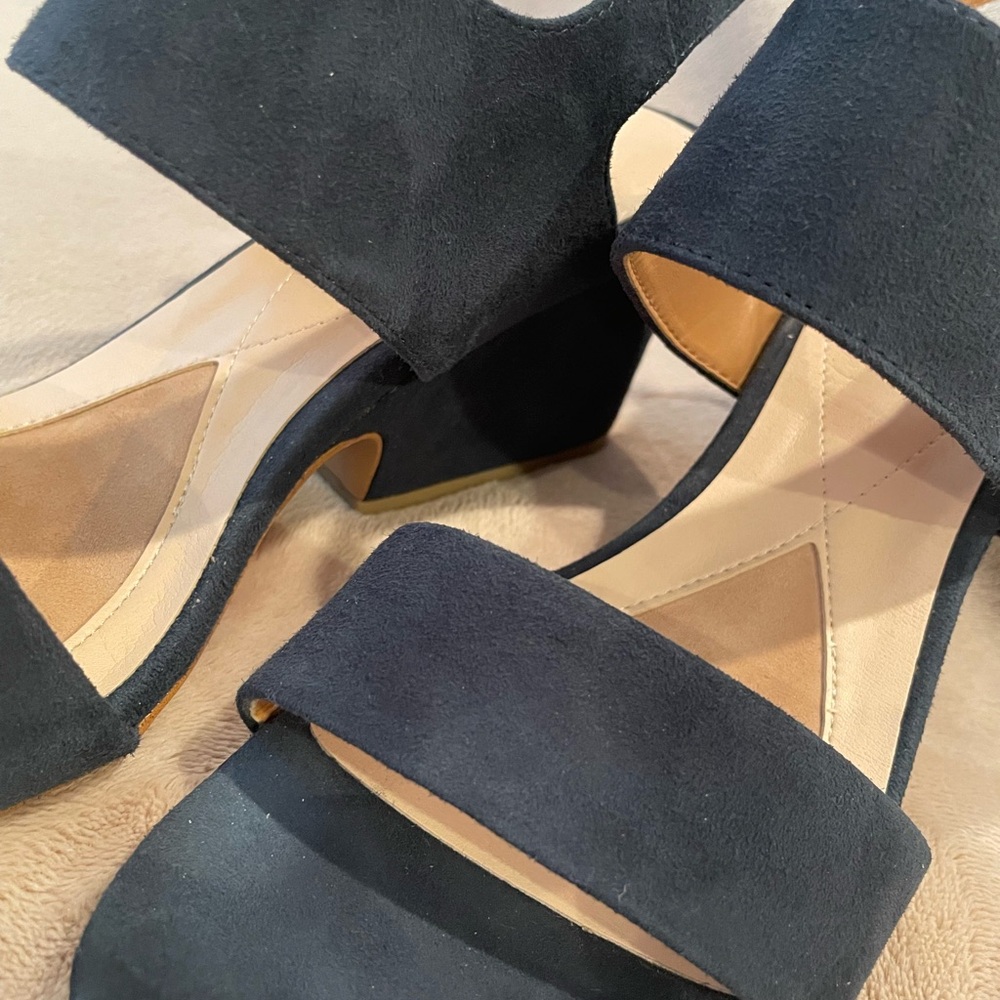 Isola Navy Heeled Sandals - Picture 2 of 10